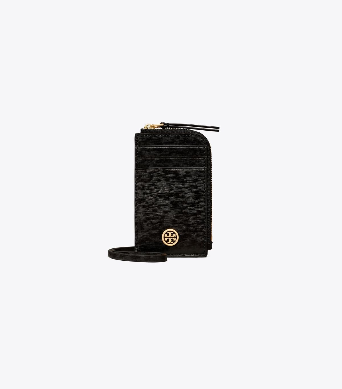 Porta Tarjetas Tory Burch Robinson Lanyard Mujer Negros | OUTLETS-75013299