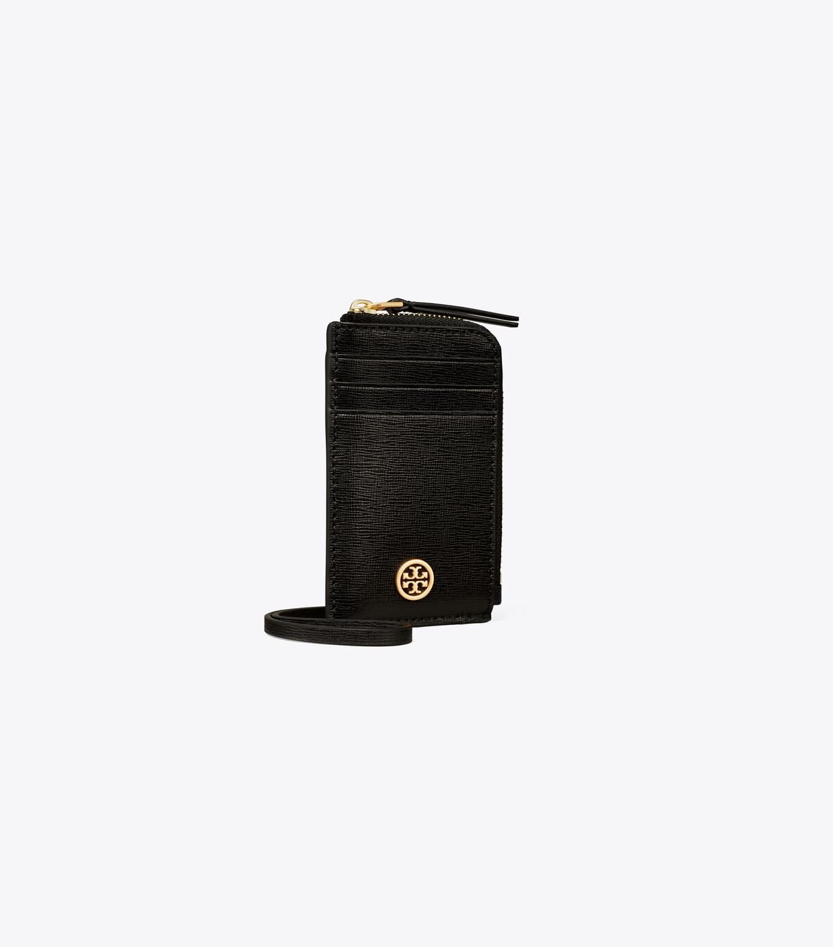 Porta Tarjetas Tory Burch Robinson Lanyard Mujer Negros | OUTLETS-75013299