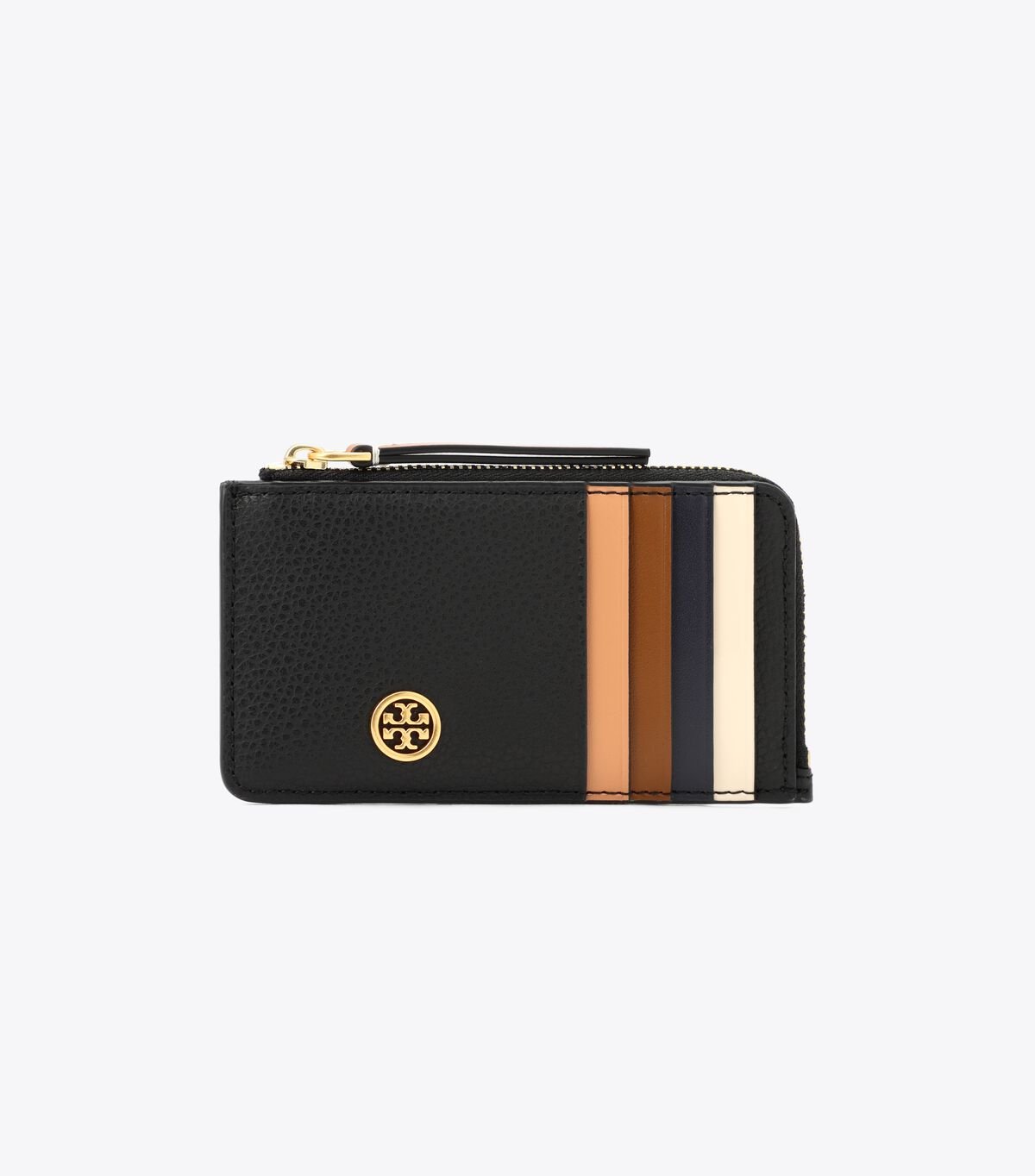 Porta Tarjetas Tory Burch Robinson Pebbled Top-zip Mujer Negros | OUTLETS-42359169