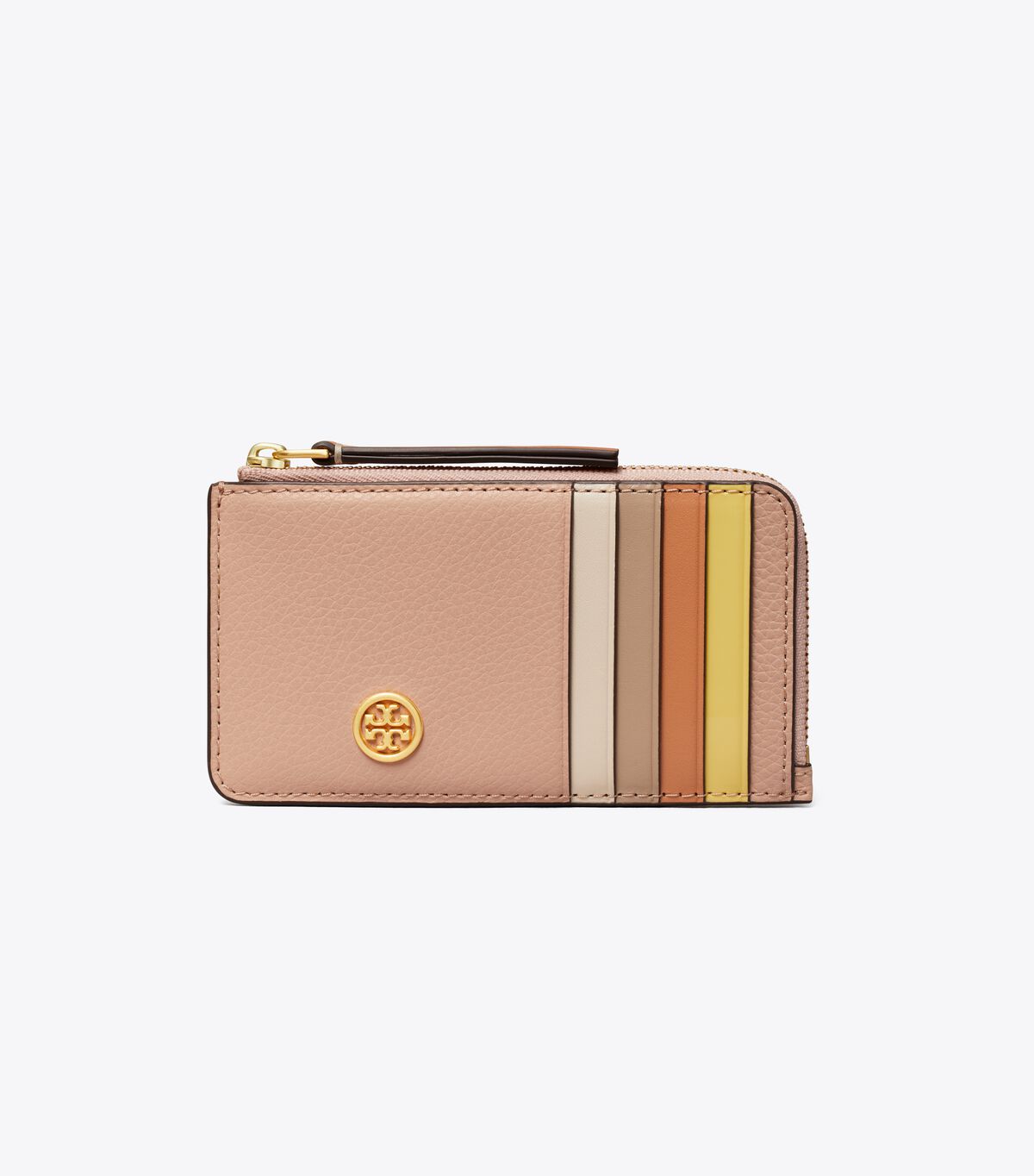 Porta Tarjetas Tory Burch Robinson Pebbled Top-zip Mujer Marrom | OUTLETS-82704369