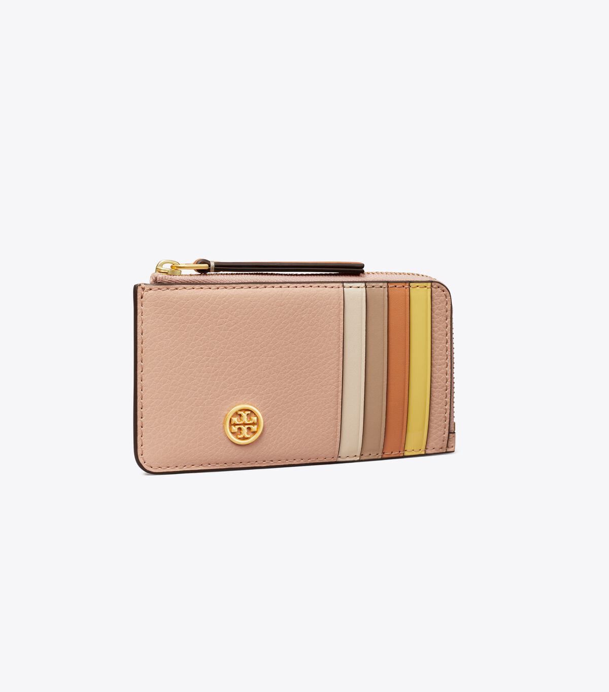 Porta Tarjetas Tory Burch Robinson Pebbled Top-zip Mujer Marrom | OUTLETS-82704369