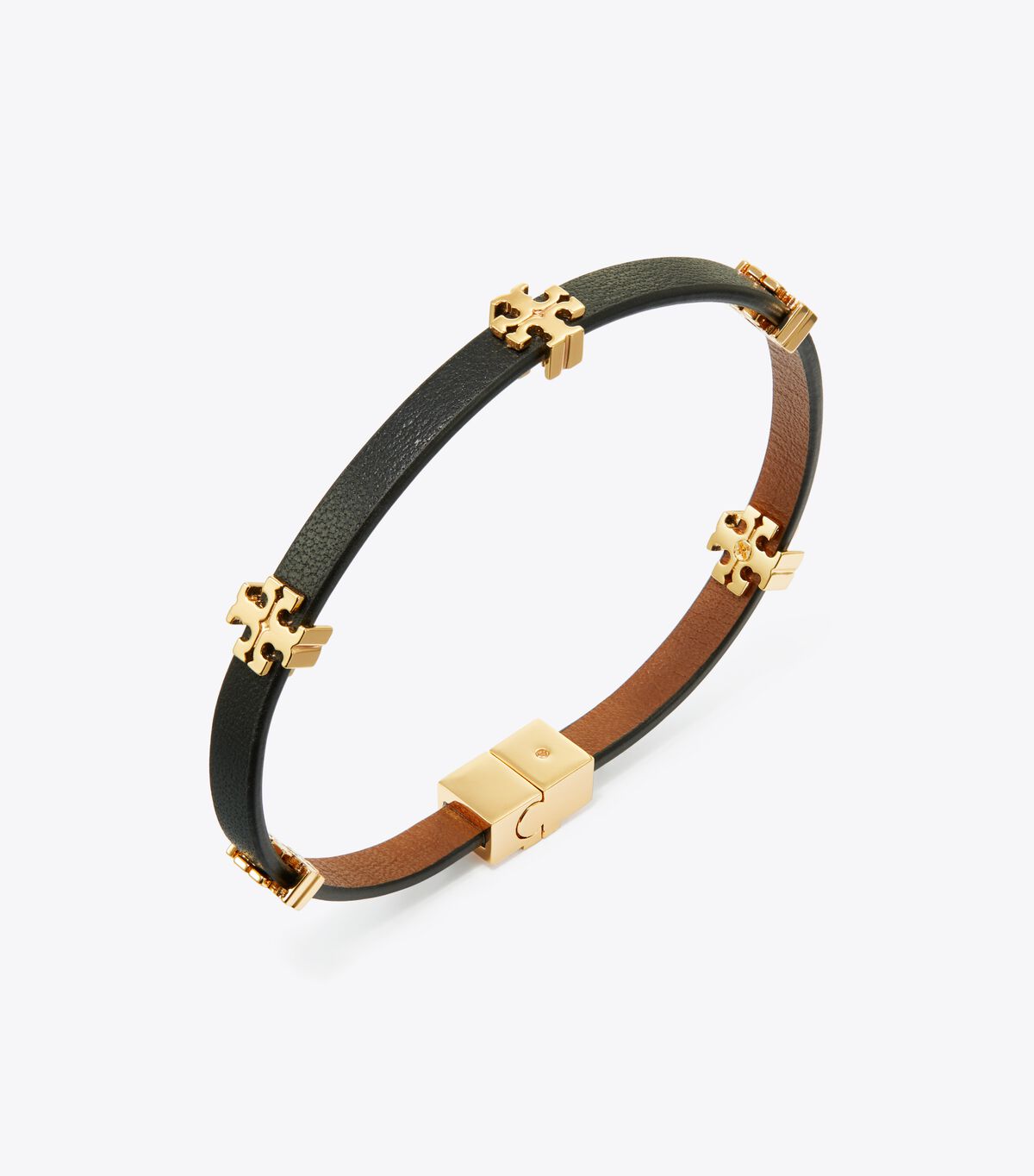 Pulsera Tory Burch Eleanor Cuero Mujer Dorados Negros | OUTLETS-68012499