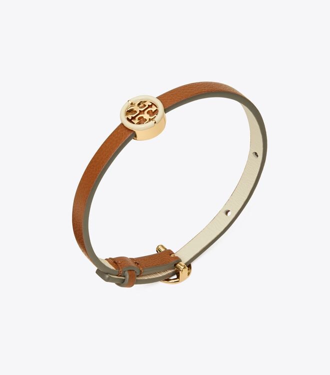 Pulsera Tory Burch Miller Cuero Mujer Dorados Blancos | OUTLETS-28415639