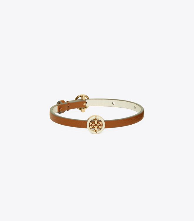 Pulsera Tory Burch Miller Cuero Mujer Dorados Blancos | OUTLETS-28415639