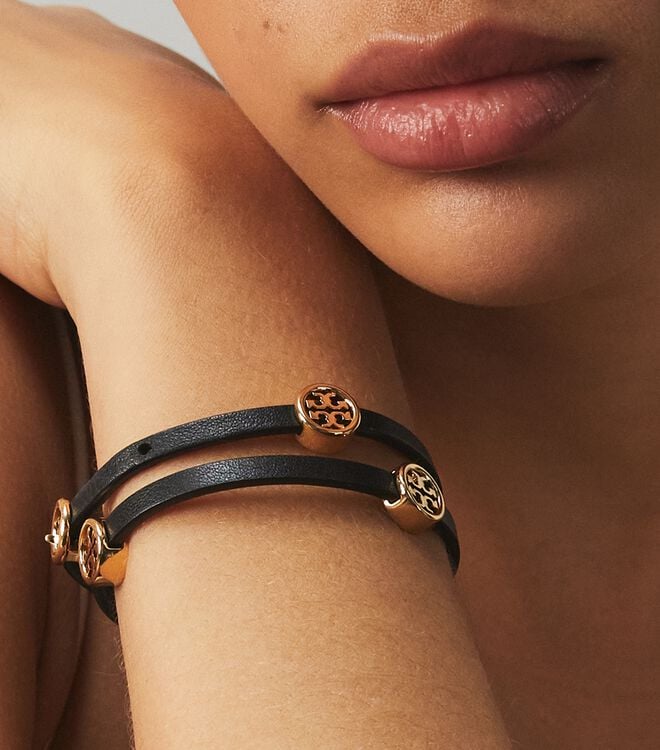 Pulsera Tory Burch Miller Double-wrap Mujer Dorados Negros | OUTLETS-19347089