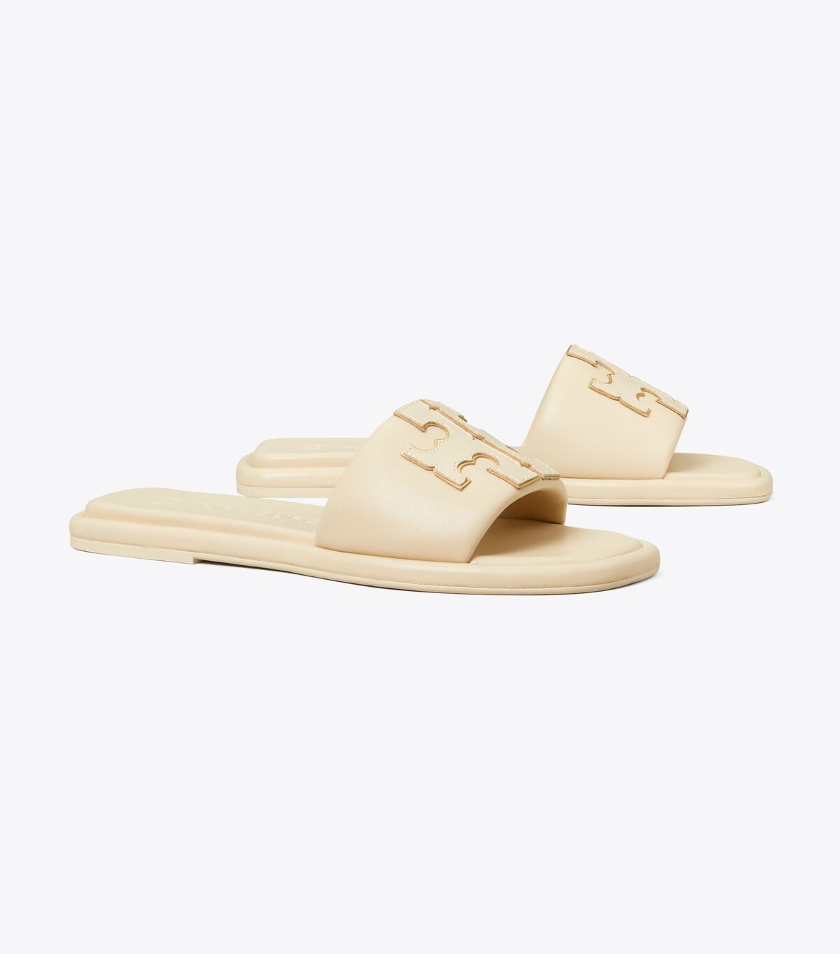 Sandalias Tory Burch Double T Mujer Beige Dorados | OUTLETS-69487059