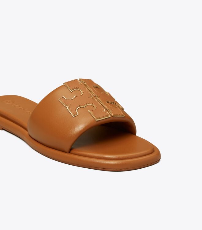 Sandalias Tory Burch Double T Mujer Marrom Dorados | OUTLETS-26840799