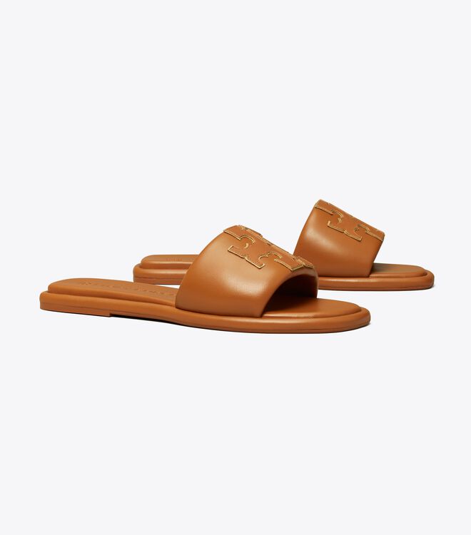 Sandalias Tory Burch Double T Mujer Marrom Dorados | OUTLETS-26840799