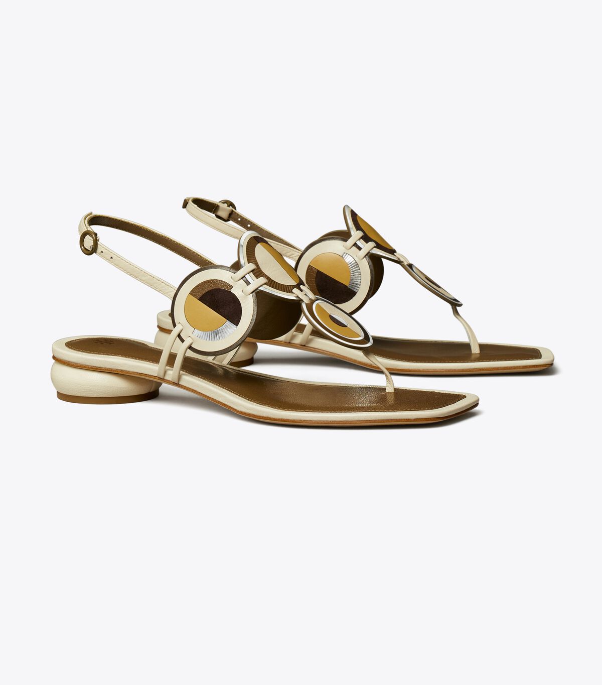 Sandalias Tory Burch Marquetry Disk Mujer Creme Claro | OUTLETS-60384719