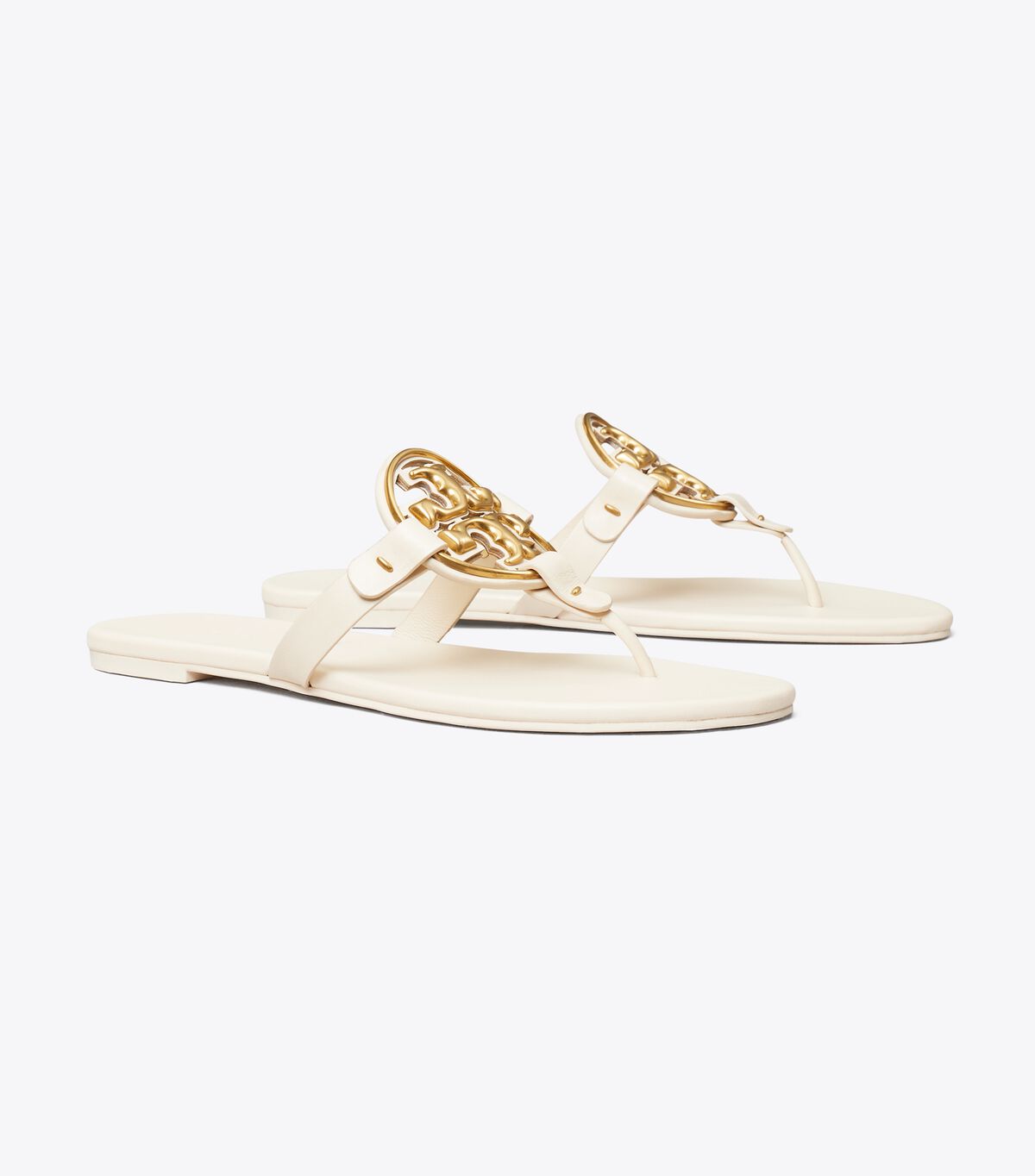 Sandalias Tory Burch Metal Miller Soft Mujer Creme Dorados | OUTLETS-58140939