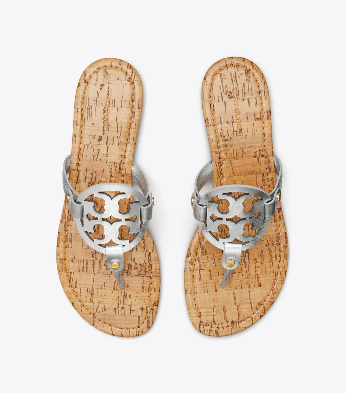 Sandalias Tory Burch Miller Cuero Mujer Plateados Beige | OUTLETS-91286039