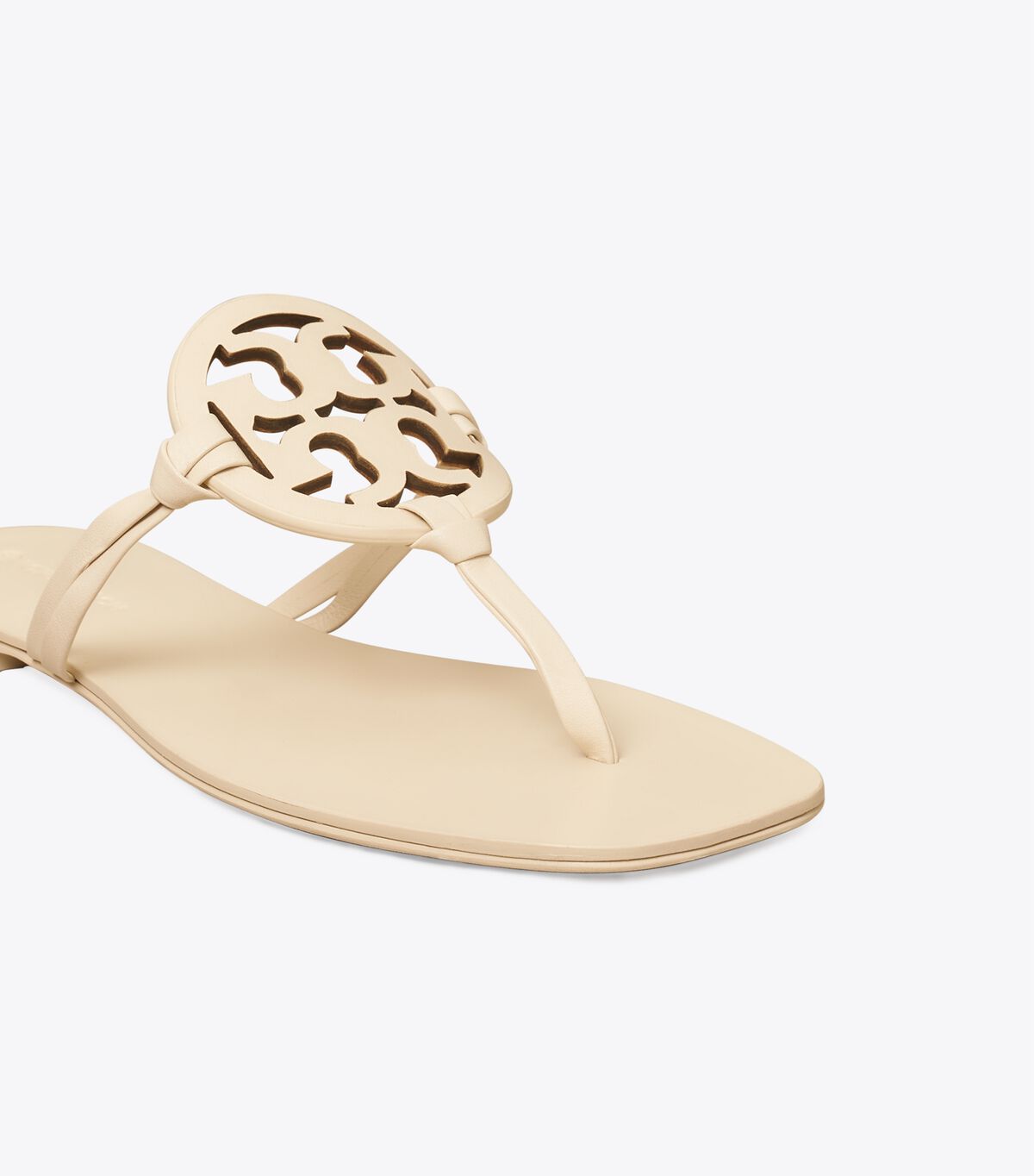 Sandalias Tory Burch Miller Square-toe Cuero Mujer Creme | OUTLETS-06254919