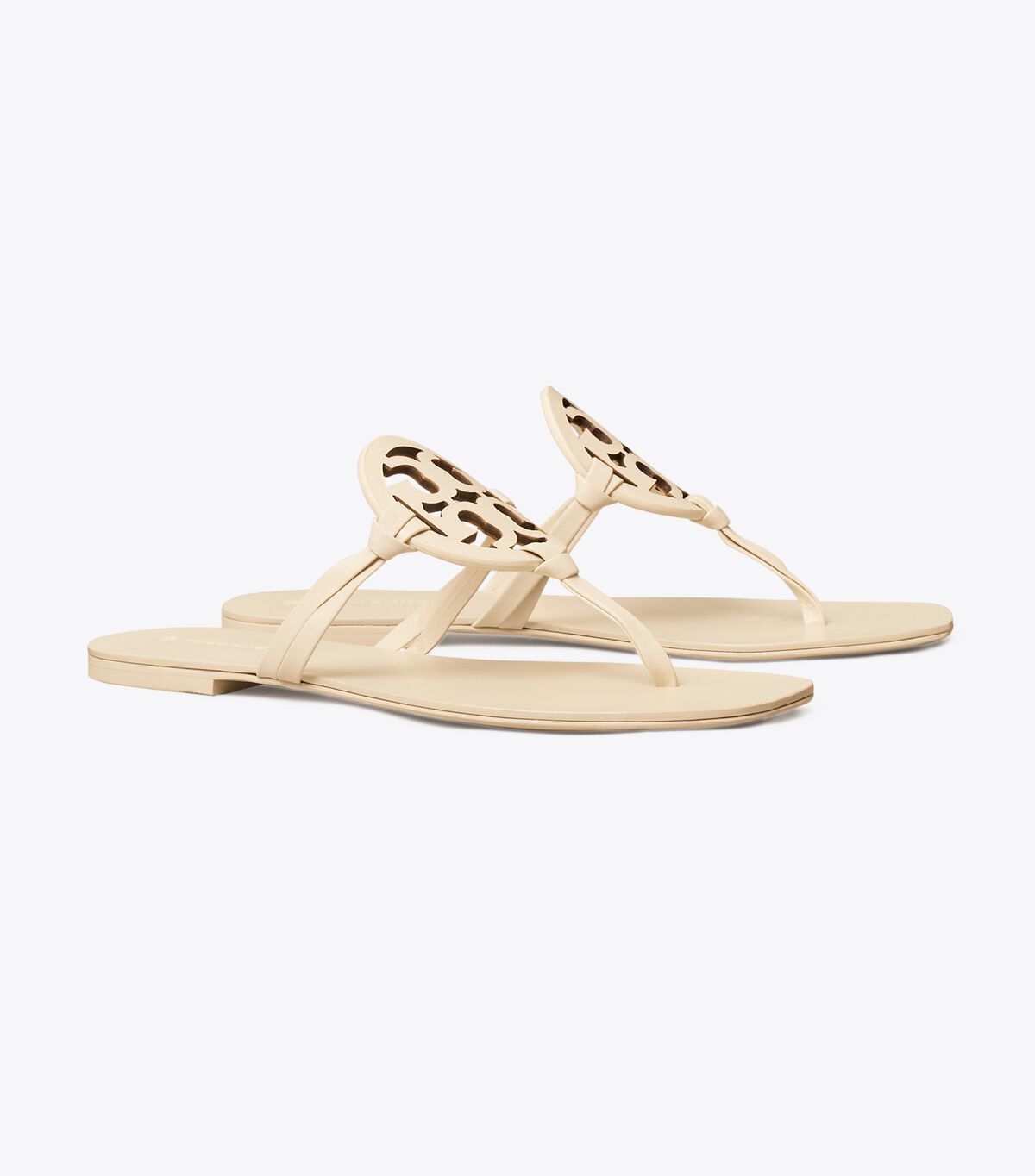 Sandalias Tory Burch Miller Square-toe Cuero Mujer Creme | OUTLETS-06254919