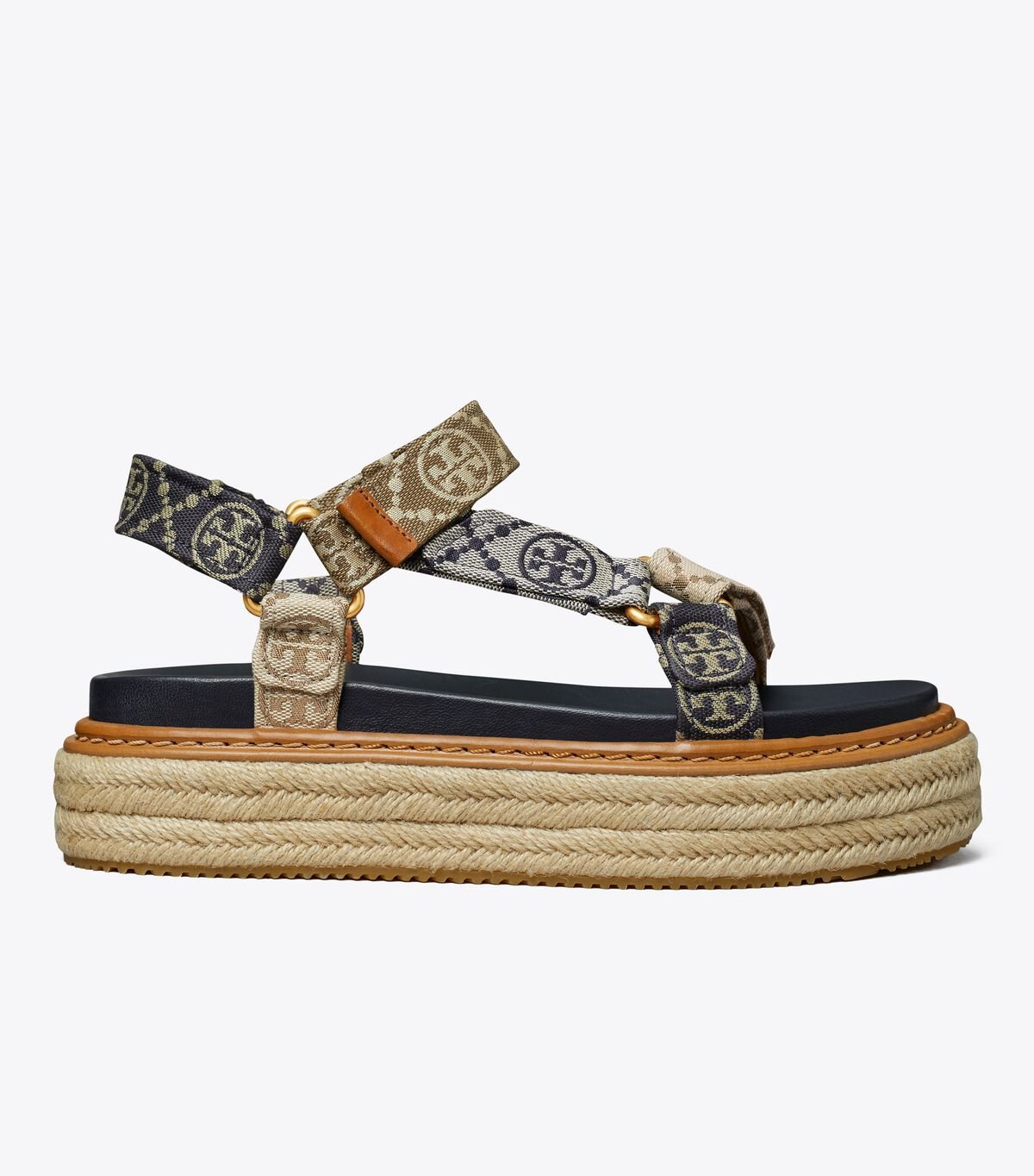 Sandalias Tory Burch T Monogram Rope Mujer Azul Marino | OUTLETS-72480959