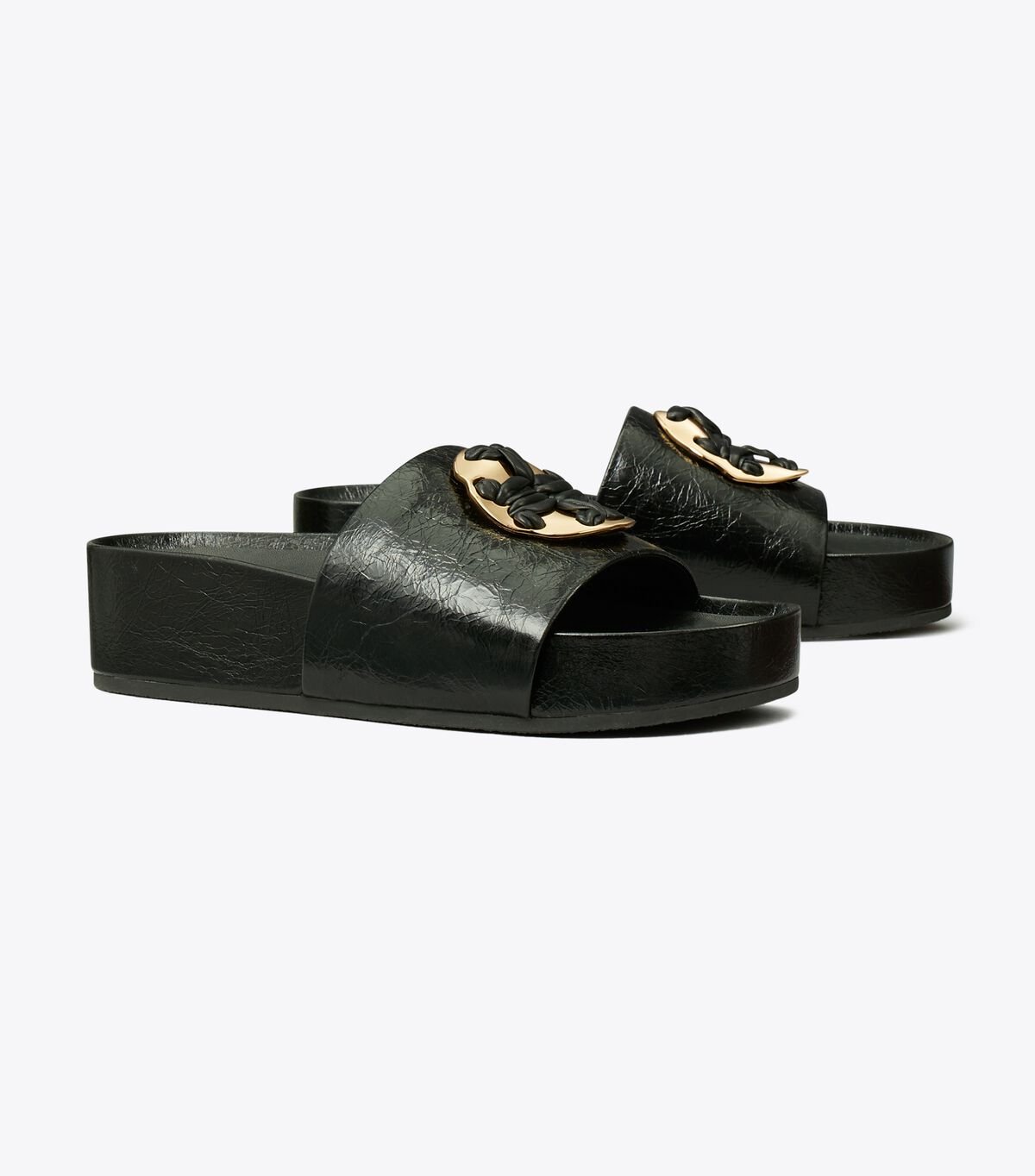 Sandalias Tory Burch Woven Double T Mujer Negros | OUTLETS-70351269