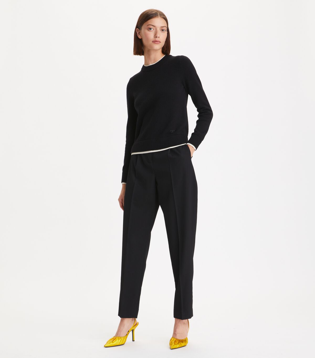 Suéteres Tory Burch Double Layer Cashmere Mujer Negros | OUTLETS-73082699