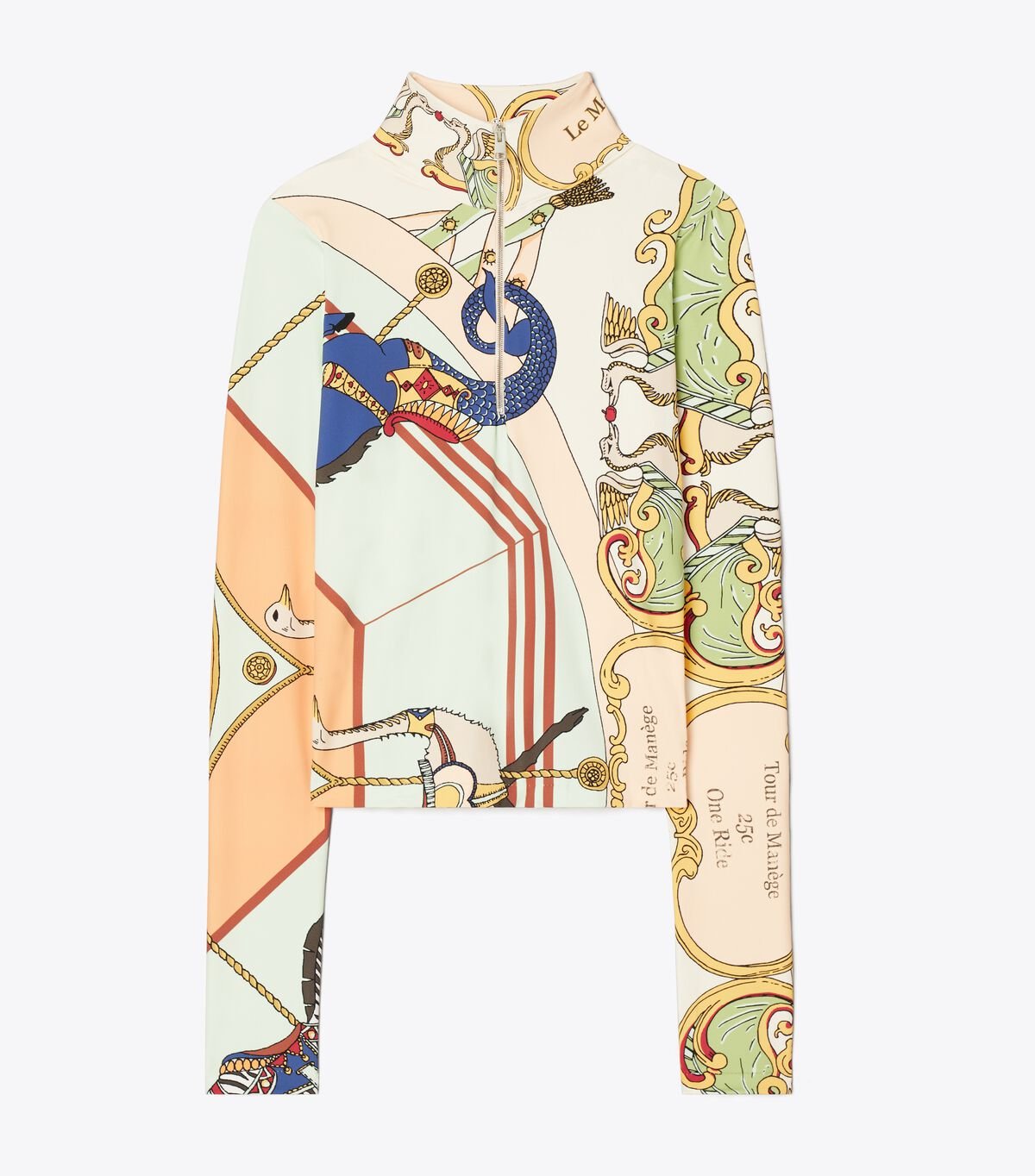 Suéteres Tory Burch Printed Cropped Half-zip Mujer Creme | OUTLETS-51462879