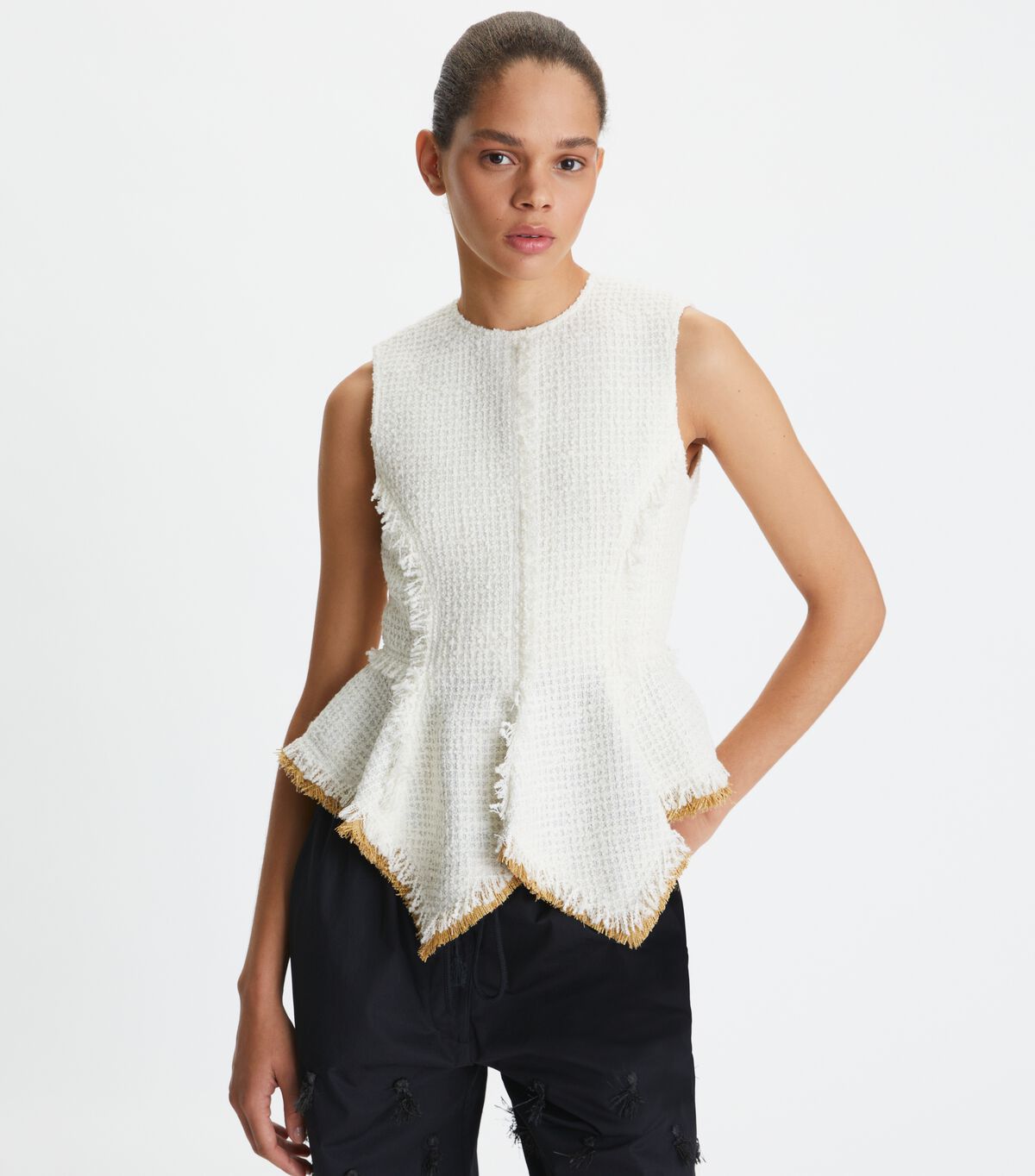 Tops Tory Burch Algodon Tweed Mujer Blancos | OUTLETS-85170269