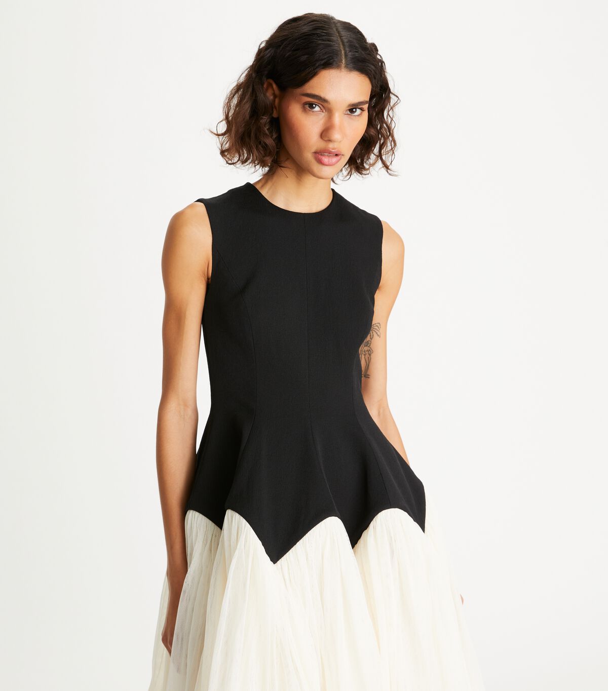 Vestido Tory Burch Colorblock Tulle Mujer Blancos | OUTLETS-21056739