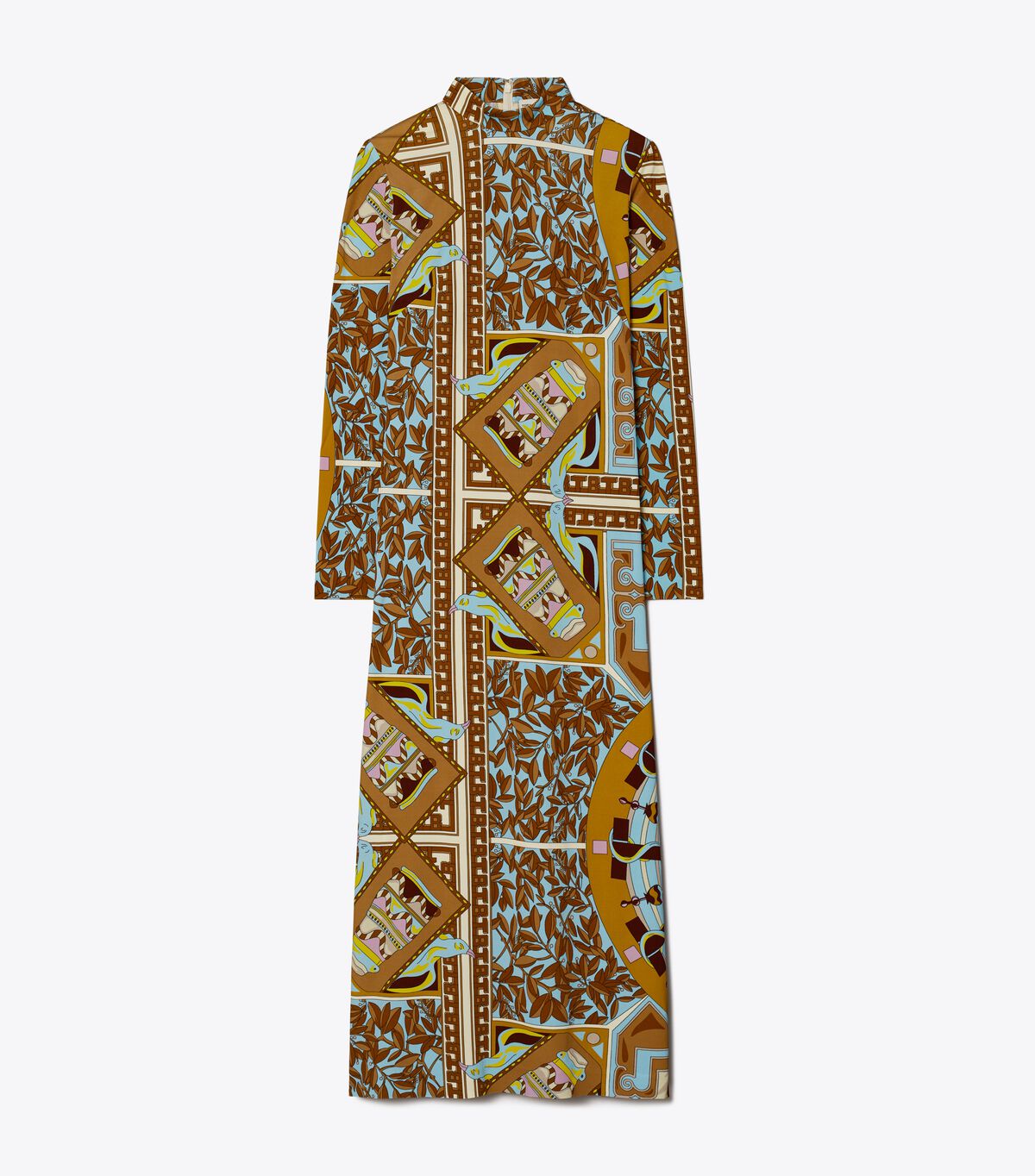 Vestido Tory Burch Geometric Garden Mockneck Mujer Marrom | OUTLETS-67928409