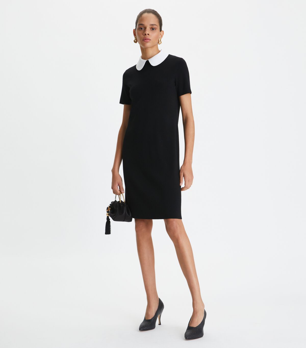 Vestido Tory Burch Poplin Collar Mujer Negros | OUTLETS-40731589