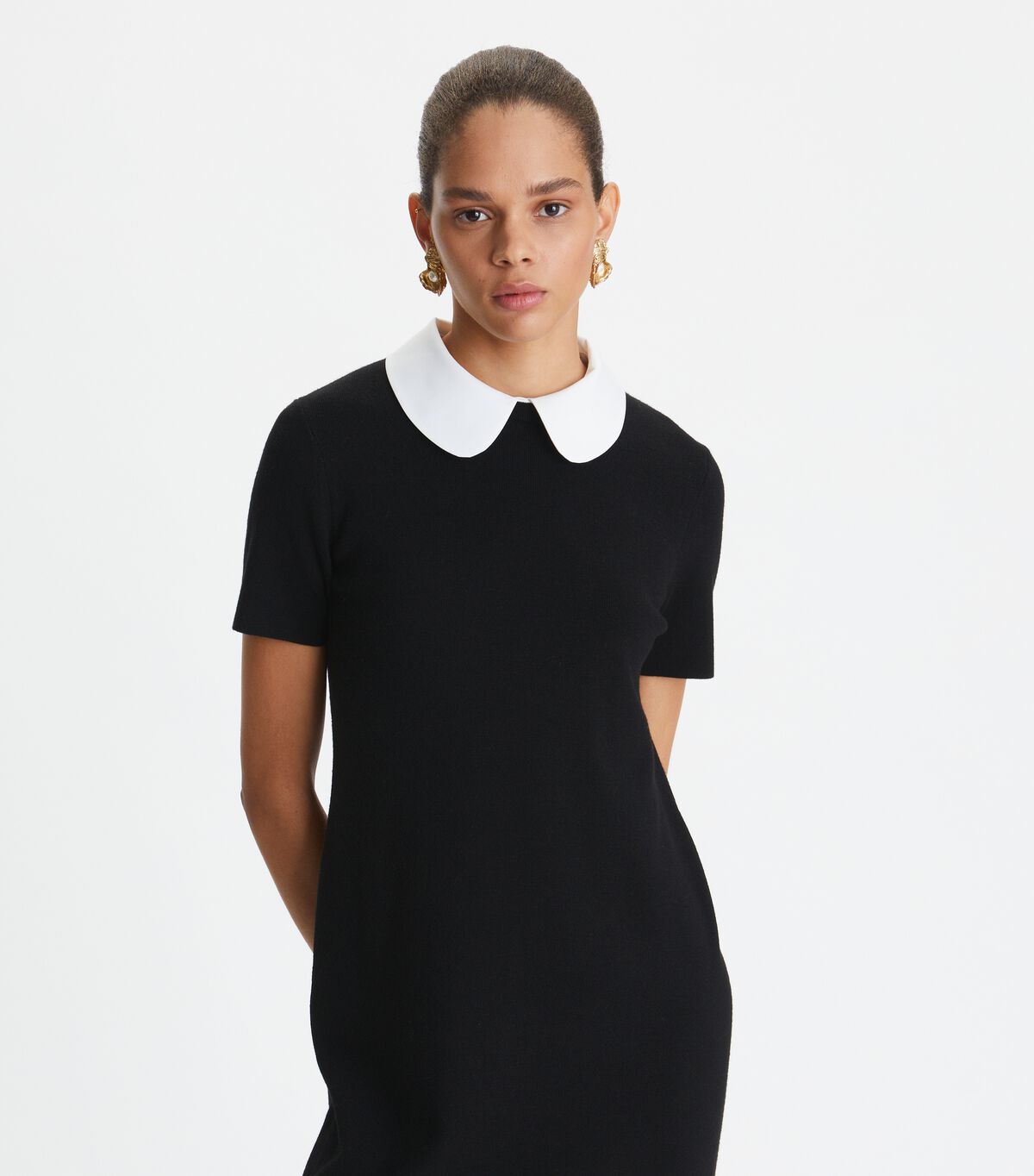 Vestido Tory Burch Poplin Collar Mujer Negros | OUTLETS-40731589