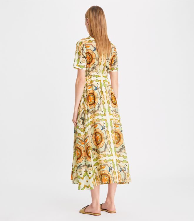 Vestido Tory Burch Printed Algodon Mujer Creme | OUTLETS-35462819