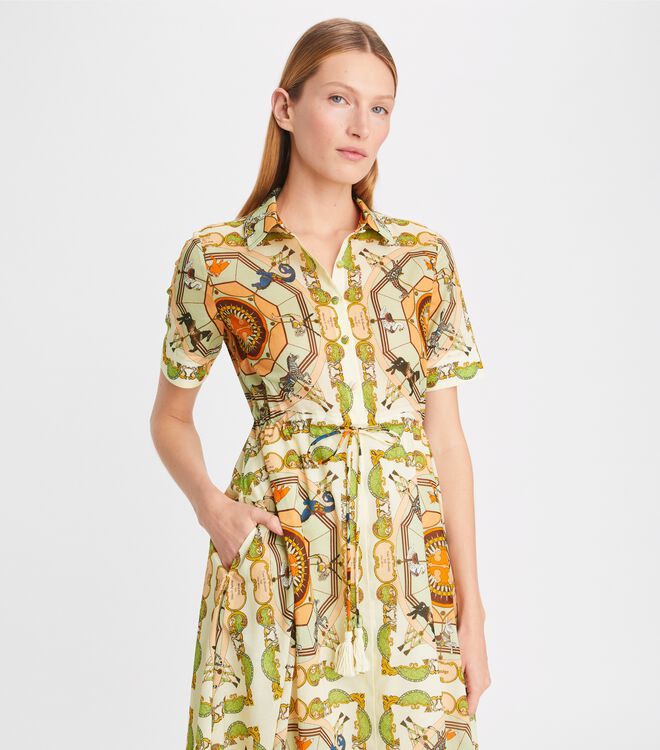 Vestido Tory Burch Printed Algodon Mujer Creme | OUTLETS-35462819