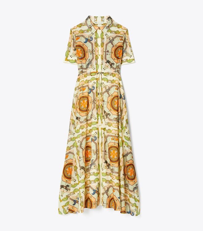 Vestido Tory Burch Printed Algodon Mujer Creme | OUTLETS-35462819