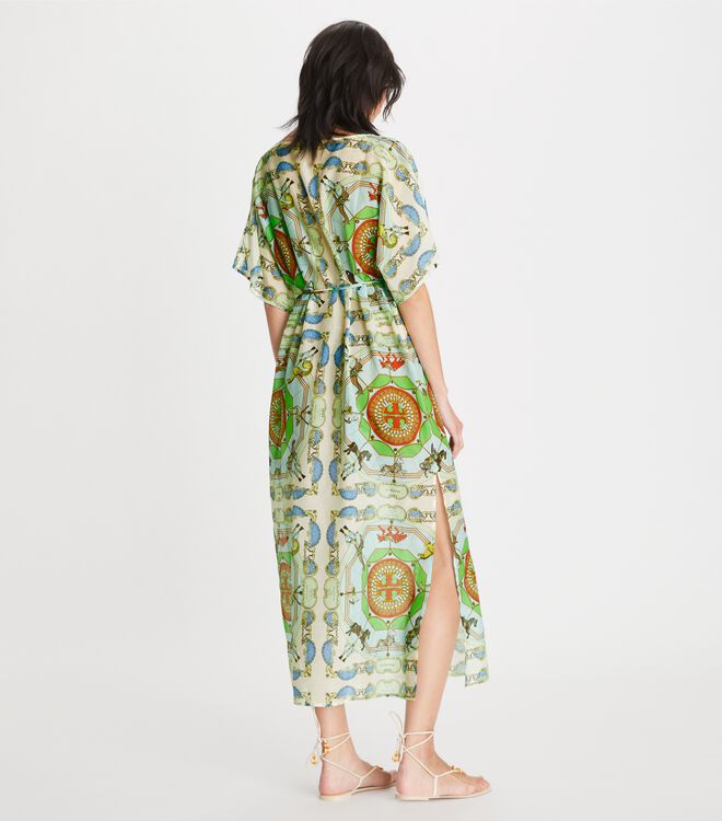 Vestido Tory Burch Printed Algodon Silk Mujer Verdes | OUTLETS-98625439