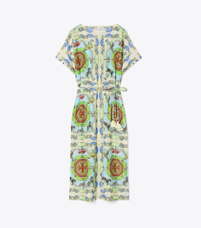 Vestido Tory Burch Printed Algodon Silk Mujer Verdes | OUTLETS-98625439