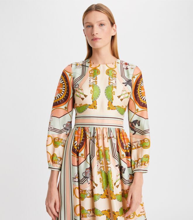 Vestido Tory Burch Printed Silk Mujer Multicolor | OUTLETS-19705849