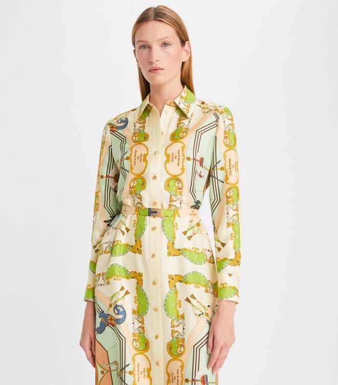 Vestido Tory Burch Printed Silk Mujer Multicolor | OUTLETS-95736419