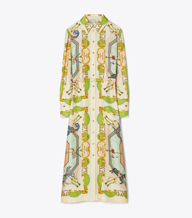 Vestido Tory Burch Printed Silk Mujer Multicolor | OUTLETS-95736419