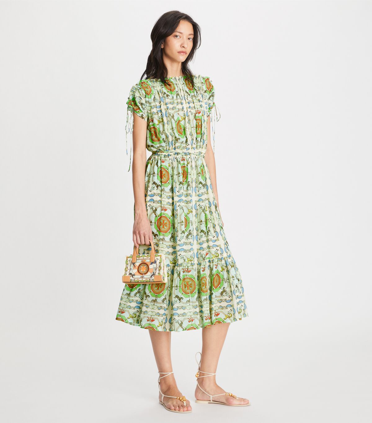 Vestido Tory Burch Printed Silk Mujer Verdes | OUTLETS-75462319