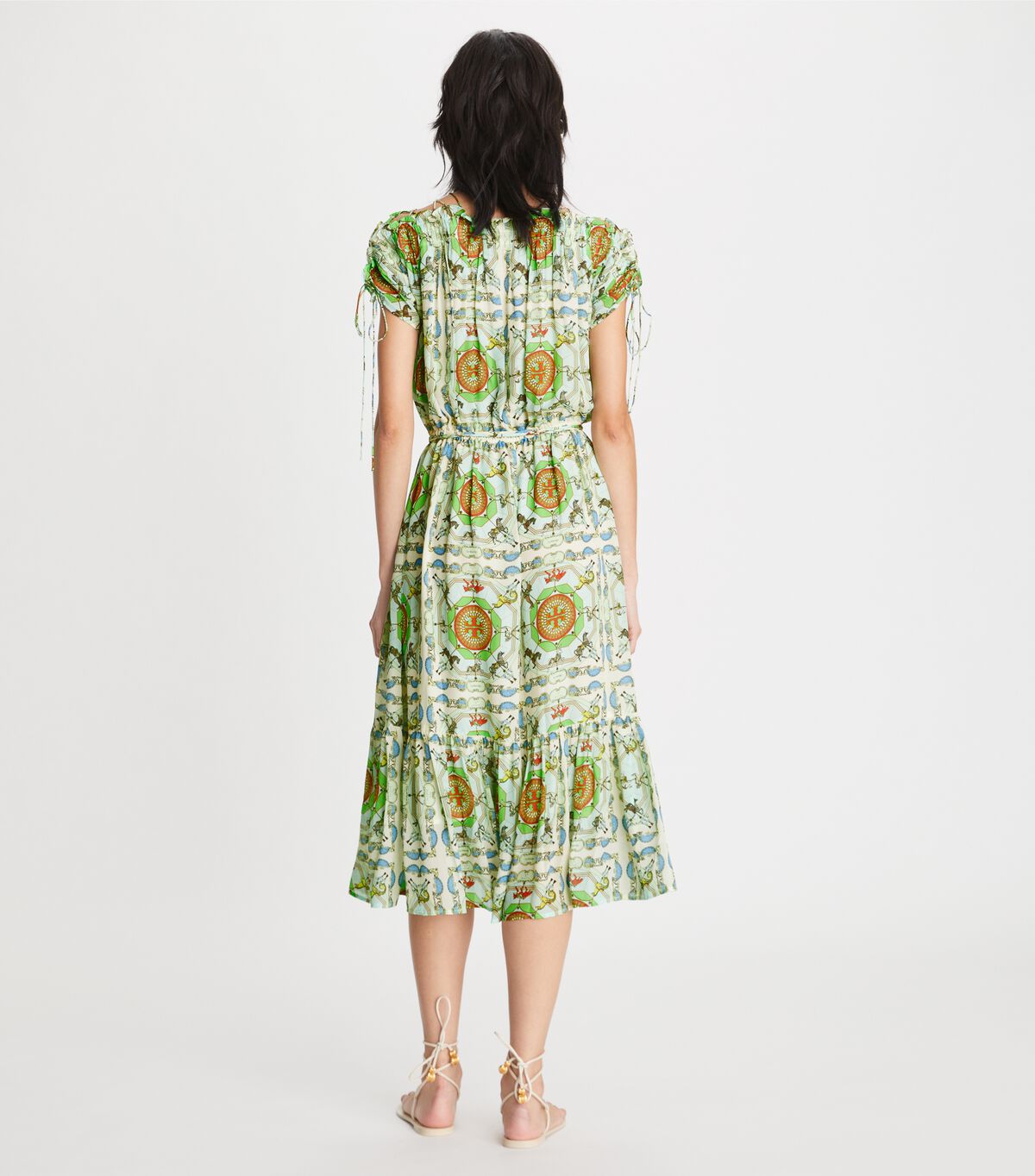 Vestido Tory Burch Printed Silk Mujer Verdes | OUTLETS-75462319