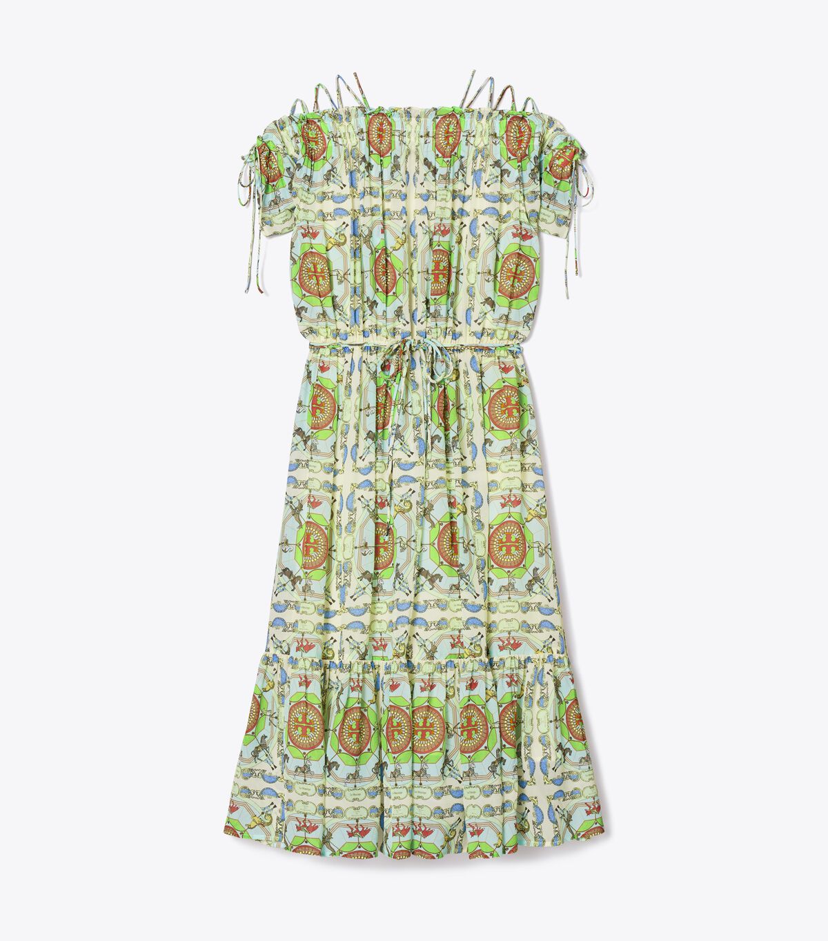 Vestido Tory Burch Printed Silk Mujer Verdes | OUTLETS-75462319