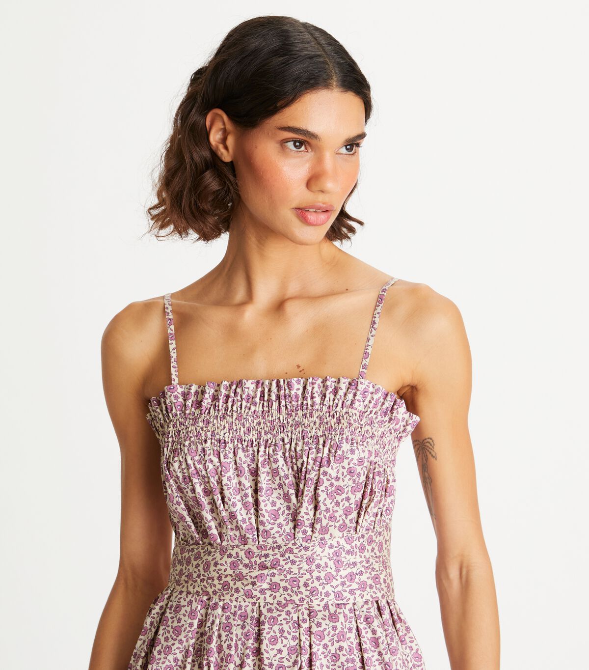 Vestido Tory Burch Ruffle Top Mujer Rosas | OUTLETS-57162499