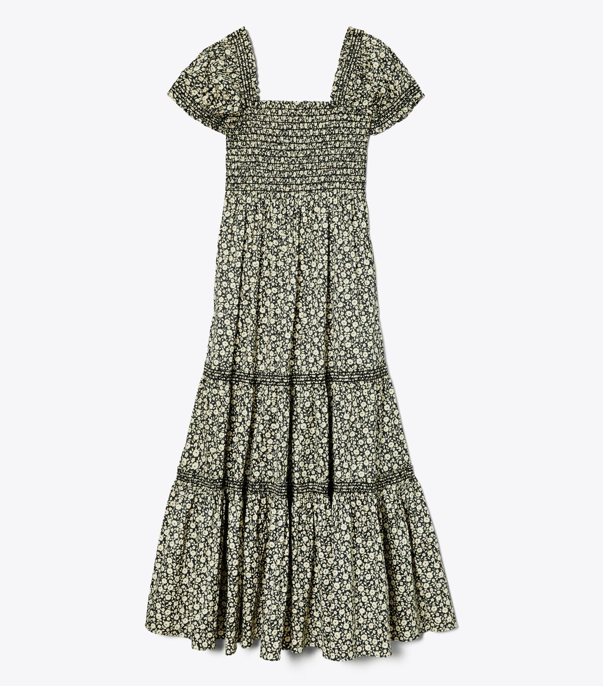 Vestido Tory Burch Smocked Midi Mujer Negros | OUTLETS-87645109