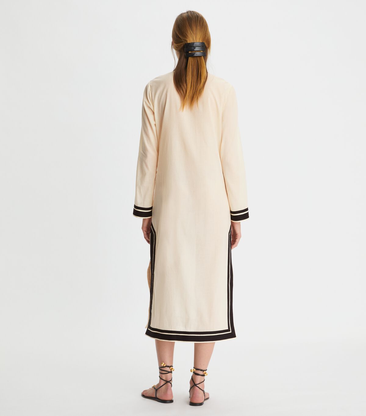 Vestido Tory Burch Tory Midi Mujer Creme Negros | OUTLETS-71065899