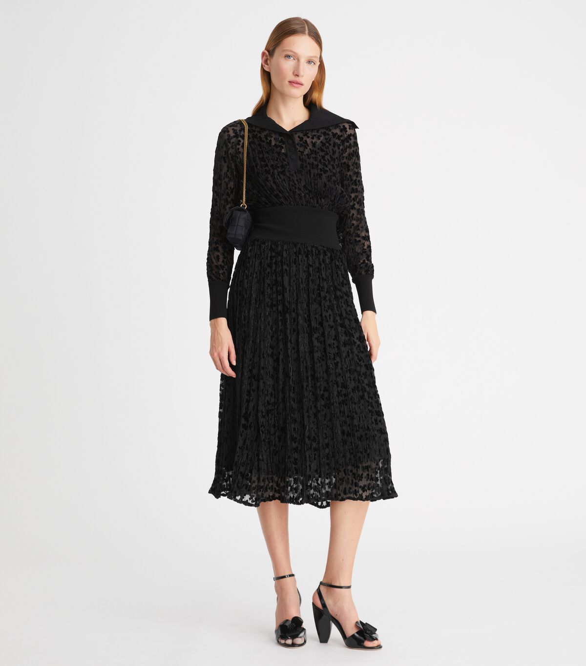 Vestido Tory Burch Velvet Devoré Mujer Negros | OUTLETS-86143059