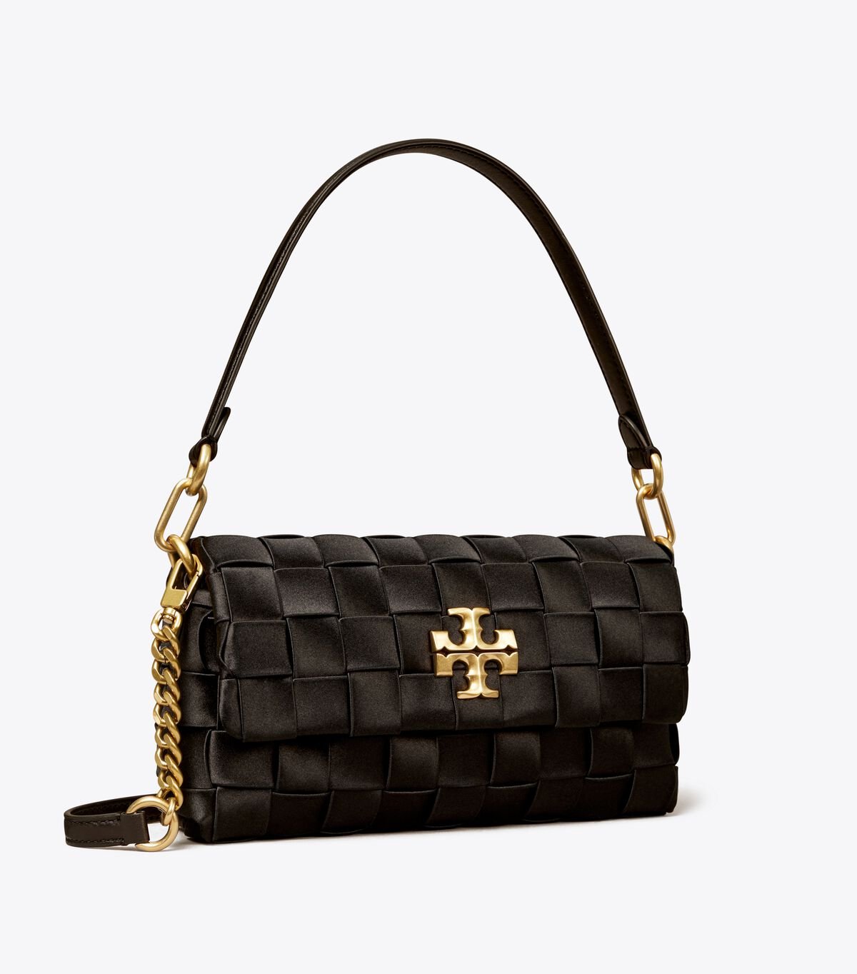 Bolsa De Hombro Tory Burch Small Kira Woven Flap Mujer Negros | OUTLETS-39746259