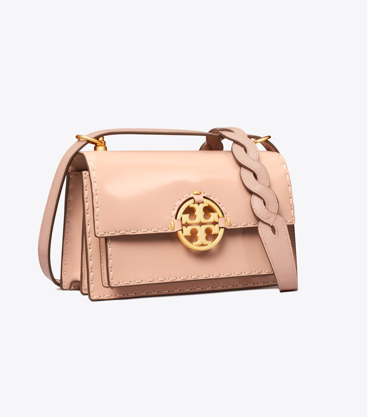 Bolsa De Hombro Tory Burch Small Miller Spazzolato Pickstitch Flap Mujer Beige | OUTLETS-54210789