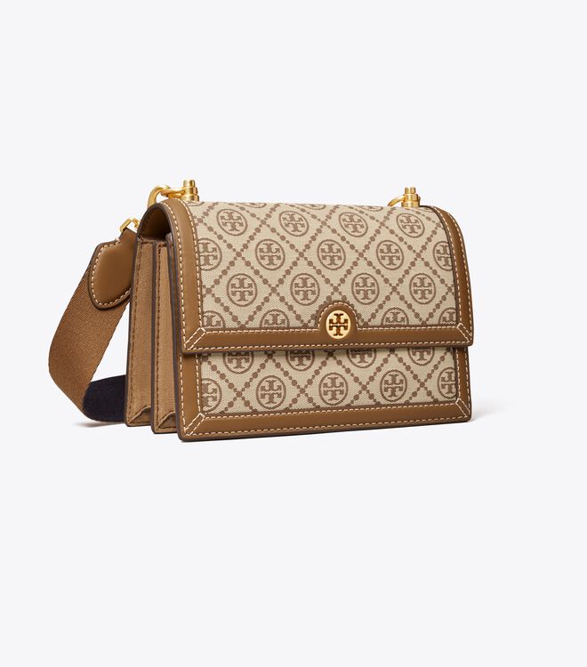 Bolsa De Hombro Tory Burch Small T Monogram Mujer Marrom | OUTLETS-46513879