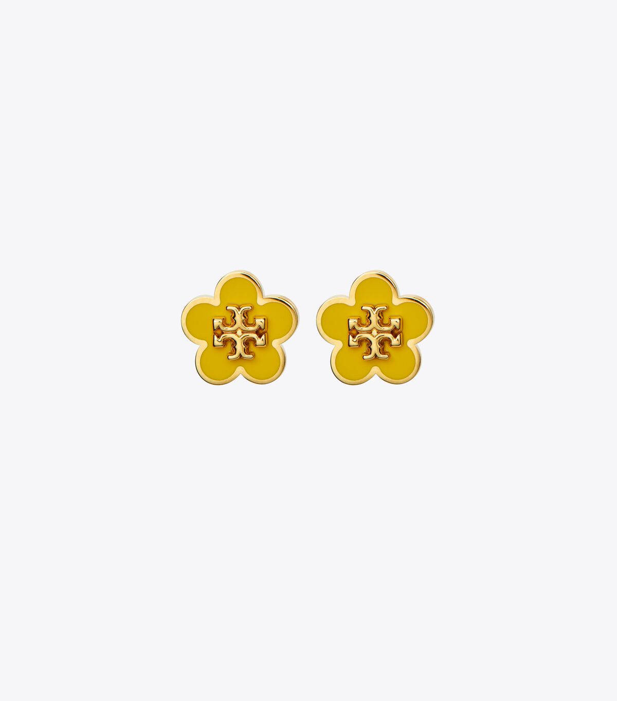 Pendientes Tory Burch Kira Enamel Flower Stud Mujer Dorados Amarillos | OUTLETS-29680179