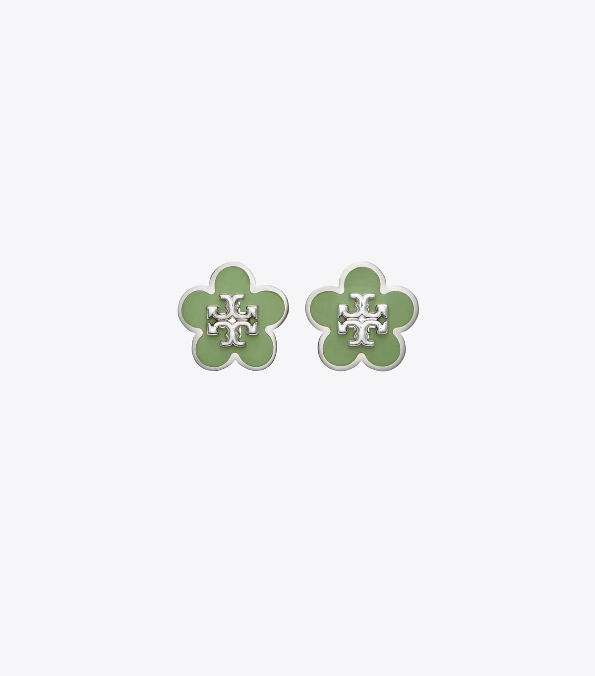 Pendientes Tory Burch Kira Enamel Flower Stud Mujer Plateados | OUTLETS-35298019