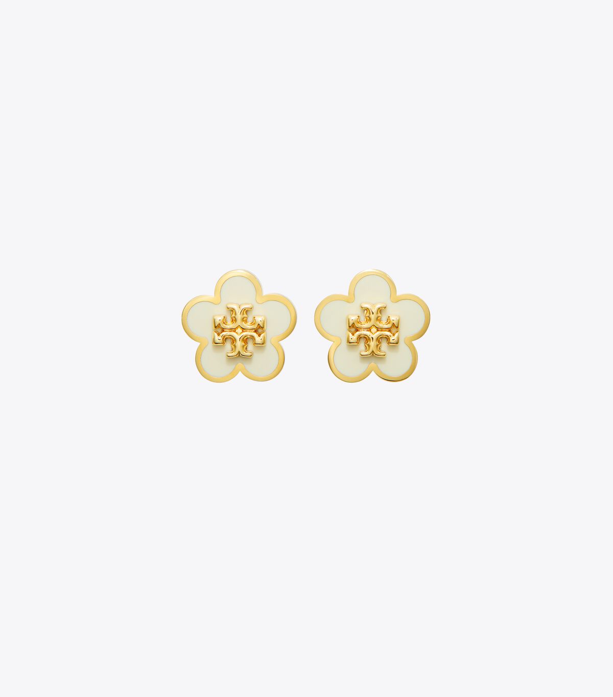 Pendientes Tory Burch Kira Enamel Flower Stud Mujer Dorados Blancos | OUTLETS-36972809