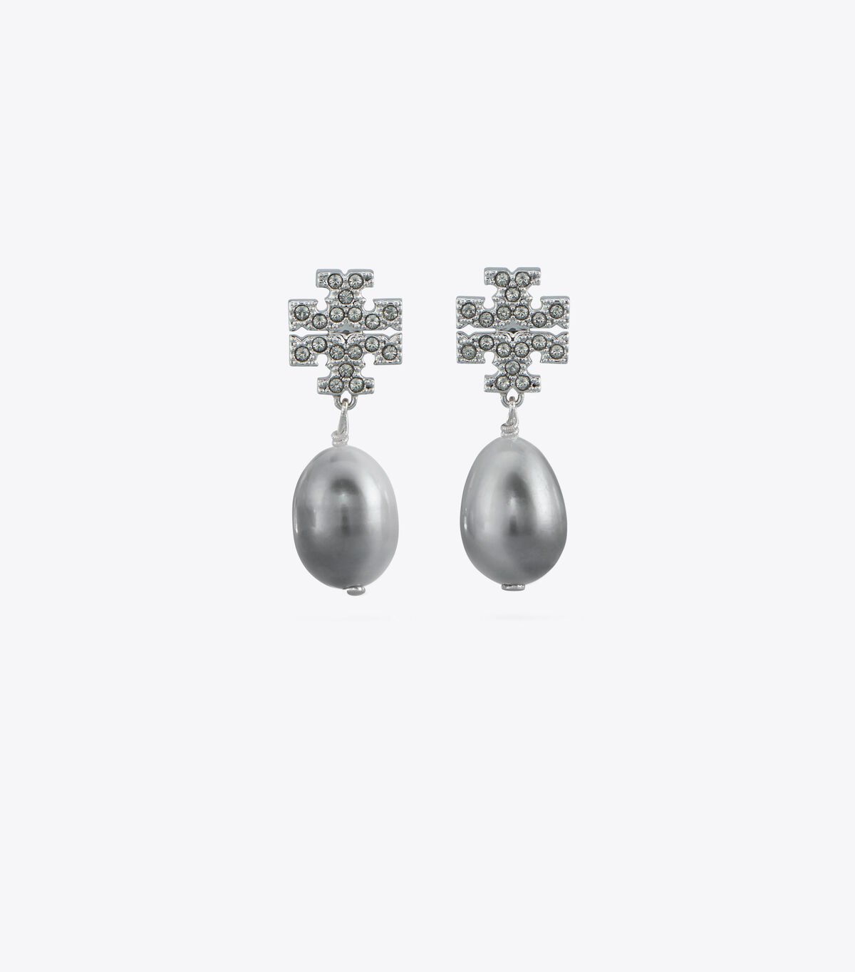 Pendientes Tory Burch Kira Pavé Pearl Drop Mujer Plateados | OUTLETS-01496759