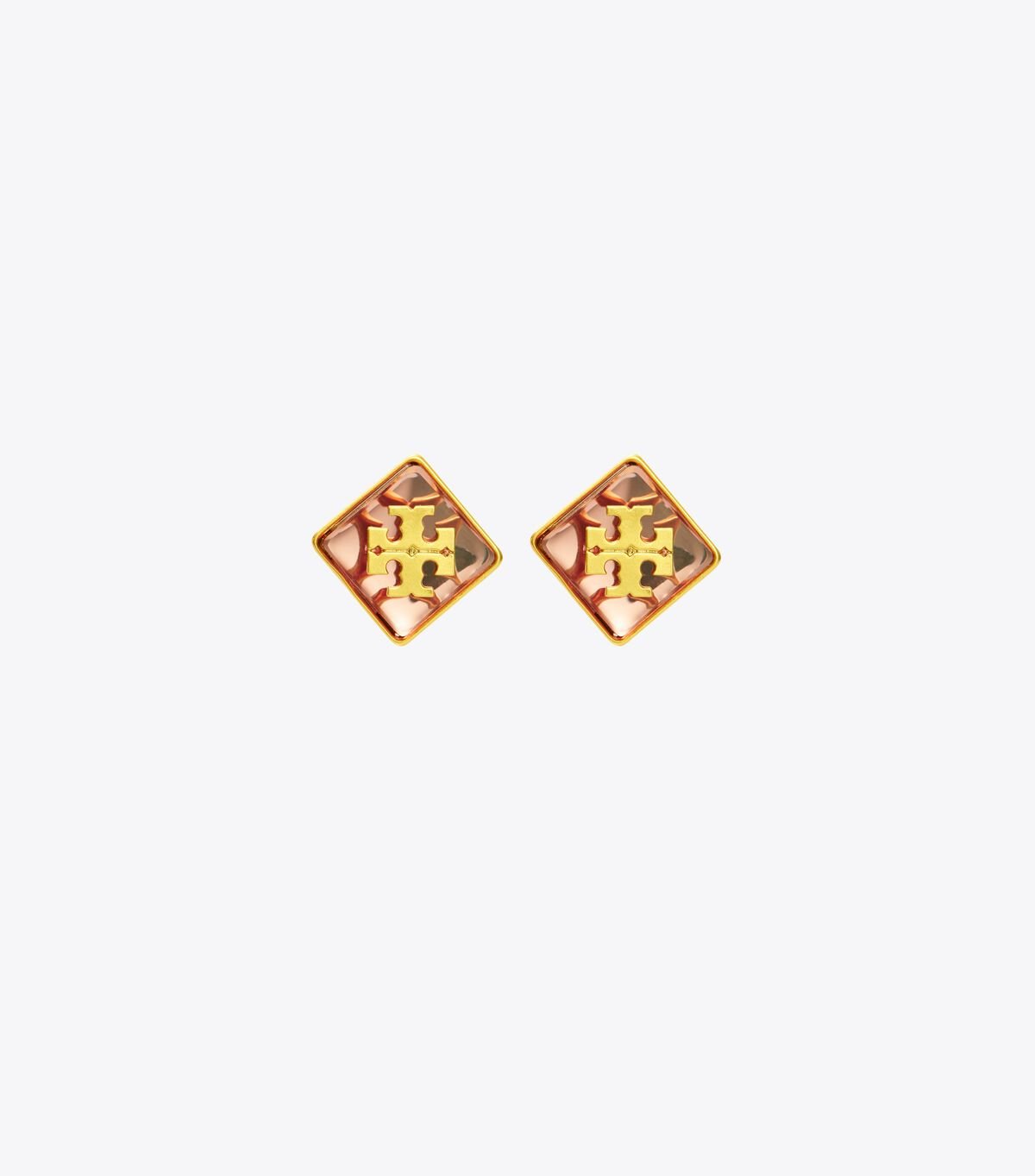 Pendientes Tory Burch Resin Logo Stud Mujer Dorados Rosas | OUTLETS-25873199