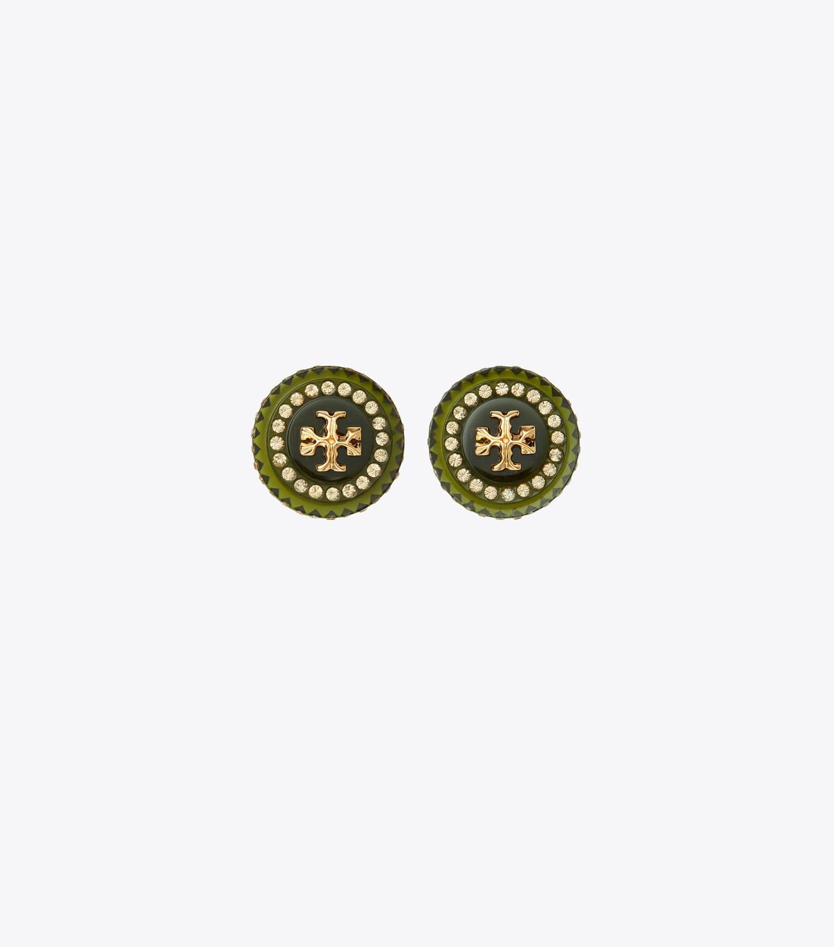 Pendientes Tory Burch Roxanne Crystal Resin Stud Mujer Verdes | OUTLETS-23957869